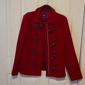 Womens GAP Red Wool Peacoat Size Large